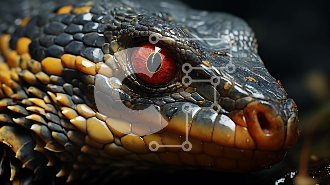 Intra Συλλεκτικό Ξύλινο Παζλ Plywood  4mm - Εκπληκτική κοντινή φωτογραφία μιας σαύρας με κόκκινα μάτια και ζωηρές κλίμακες Σε Ξύλινο Κουτί - Διαστάσεις: 10x10 cm – 25 κομμάτια