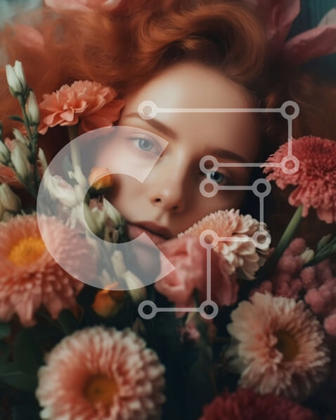 Intra Συλλεκτικό Ξύλινο Παζλ Plywood  4mm - Γαλήνια εικόνα μιας γυναίκας που κρατά ένα πολύχρωμο μπουκέτο λουλούδια Σε Ξύλινο Κουτί - Διαστάσεις Puzzle: 10x10 cm – 25 κομμάτια