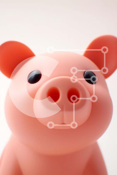 Intra Συλλεκτικό Ξύλινο Παζλ Plywood  4mm - Παιχνίδι ροζ γουρουνιού με μαύρα μάτια σε υπόλευκο φόντο Σε Ξύλινο Κουτί - Διαστάσεις: 10x10 cm – 25 κομμάτια