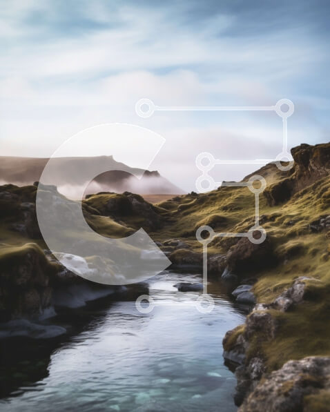 Intra Συλλεκτικό Ξύλινο Παζλ Plywood  4mm - Όμορφο τοπίο ενός μικρού ρέματος που ρέει μέσα από μια βραχώδη κοιλάδα Σε Ξύλινο Κουτί - Διαστάσεις: 10x10 cm – 25 κομμάτια