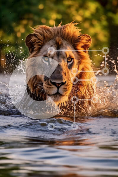 Σετ των 2 Intra Συλλεκτικό Ξύλινο Παζλ Plywood  4mm - Λιοντάρι στο νερό - Στοκ φωτογραφία με δικαίωμα ελεύθερης χρήσης Σε Ξύλινο Κουτί - Διαστάσεις: 10x10 cm – 25 κομμάτια