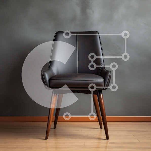 Intra Συλλεκτικό Ξύλινο Παζλ Plywood  4mm - Μαύρη δερμάτινη καρέκλα με ξύλινο σκελετό και πόδια Σε Ξύλινο Κουτί - Διαστάσεις Puzzle: 10x10 cm – 25 κομμάτια