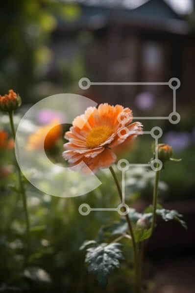 Σετ των 2 Intra Συλλεκτικό Ξύλινο Παζλ Plywood  4mm - Εκπληκτική κινηματογράφηση σε πρώτο πλάνο ενός ζωντανού πορτοκαλιού λουλουδιού σε έναν ηλιόλουστο κήπο Σε Ξύλινο Κουτί - Διαστάσεις: 10x10 cm – 25 κομμάτια