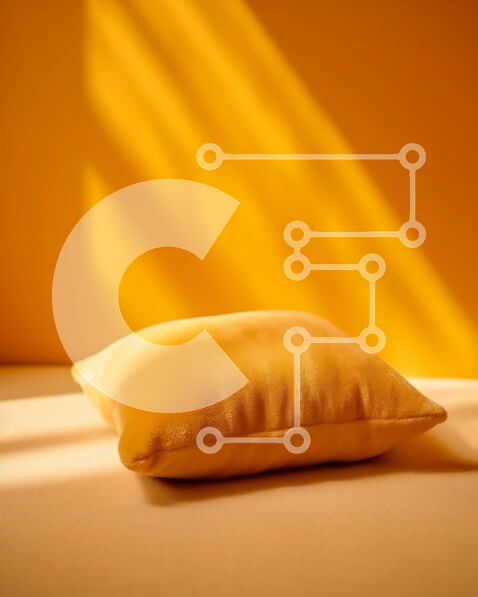 Intra Συλλεκτικό Ξύλινο Παζλ Plywood  4mm - Φωτεινό και φιλόξενο κίτρινο μαξιλάρι σε ένα κρεβάτι με φως του ήλιου Σε Ξύλινο Κουτί - Διαστάσεις Puzzle: 10x10 cm – 25 κομμάτια