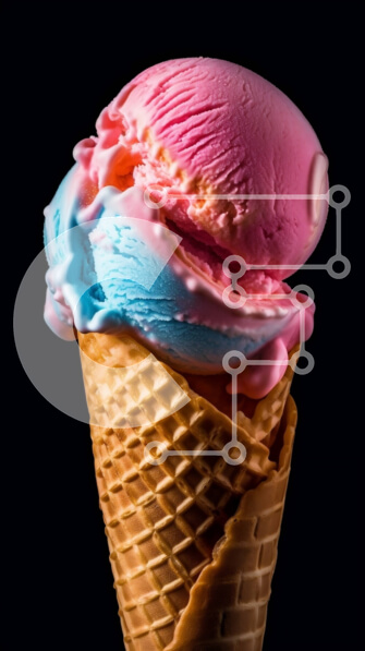 Intra Συλλεκτικό Ξύλινο Παζλ Plywood  4mm - Λαχταριστό χωνάκι βάφλας με γέμιση ροζ και μπλε παγωτό Σε Ξύλινο Κουτί - Διαστάσεις: 10x10 cm – 25 κομμάτια