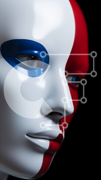 Intra Συλλεκτικό Ξύλινο Παζλ Plywood  4mm - Μανεκέν με μπογιά προσώπου γαλλικής σημαίας Σε Ξύλινο Κουτί - Διαστάσεις Puzzle: 10x10 cm – 25 κομμάτια