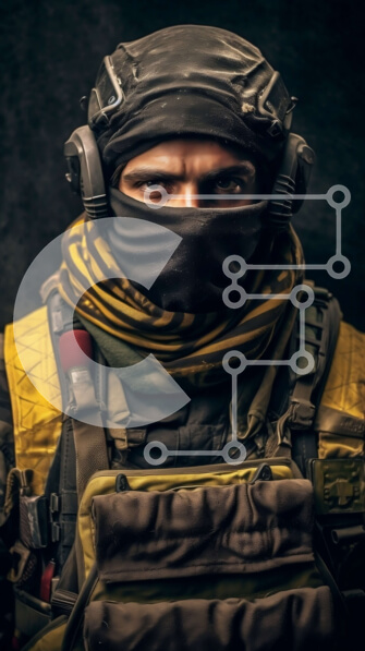 Intra Συλλεκτικό Ξύλινο Παζλ Plywood  4mm - Εικόνα ενός άνδρα με τακτικό εξοπλισμό που κρατά ένα τουφέκι με ένα σκόπευτρο Σε Ξύλινο Κουτί - Διαστάσεις Puzzle: 10x10 cm – 25 κομμάτια