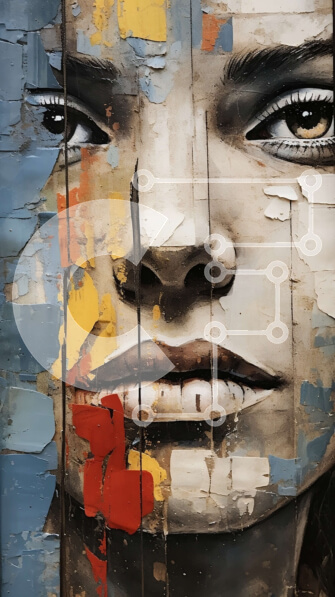 Intra Συλλεκτικό Ξύλινο Παζλ Plywood  4mm - Αποσύνθεση και Παροδικότητα: Γυναικείο Πρόσωπο με Απολεπιστική Βαφή Σε Ξύλινο Κουτί - Διαστάσεις Puzzle: 10x10 cm – 25 κομμάτια