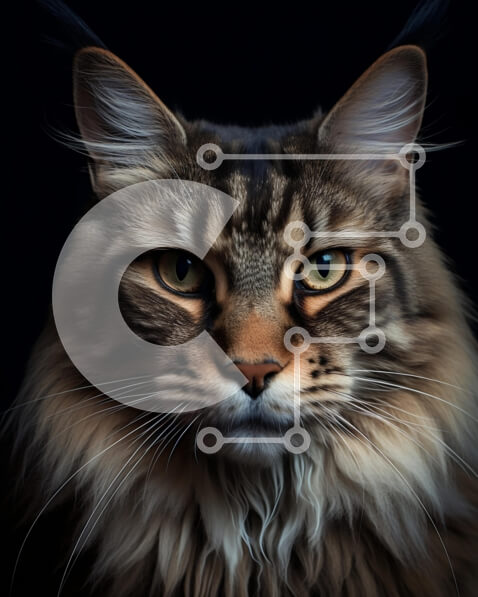 Σετ των 2 Intra Συλλεκτικό Ξύλινο Παζλ Plywood  4mm - Εκπληκτική κοντινή λήψη του προσώπου μιας γάτας με πράσινα μάτια και αφράτη γούνα Σε Ξύλινο Κουτί - Διαστάσεις: 10x10 cm – 25 κομμάτια