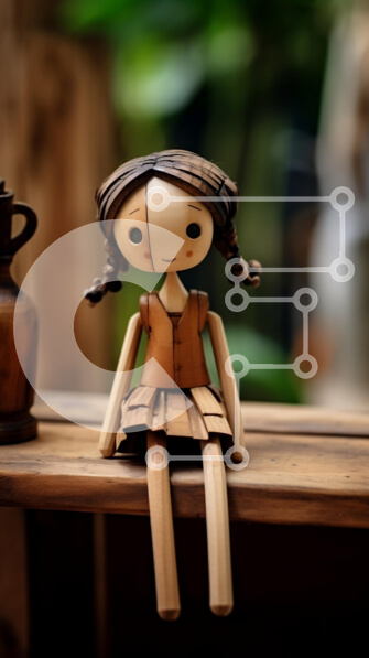 Intra Συλλεκτικό Ξύλινο Παζλ Plywood  4mm - Ξύλινη κούκλα σε ξύλινη επιφάνεια Σε Ξύλινο Κουτί - Διαστάσεις: 10x10 cm – 25 κομμάτια