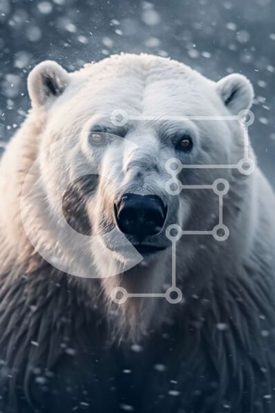 Σετ των 2 Intra Συλλεκτικό Ξύλινο Παζλ Plywood  4mm - Ισχυρή εικόνα μιας βρυχώμενης λευκής πολικής αρκούδας στο χιόνι Σε Ξύλινο Κουτί - Διαστάσεις: 10x10 cm – 25 κομμάτια