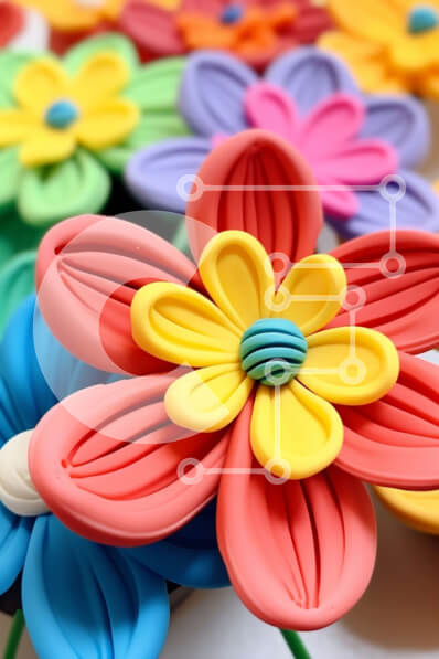 Σετ των 2 Intra Συλλεκτικό Ξύλινο Παζλ Plywood  4mm - Πολύχρωμα πλαστικά λουλούδια σε κυκλική διάταξη Σε Ξύλινο Κουτί - Διαστάσεις: 10x10 cm – 25 κομμάτια