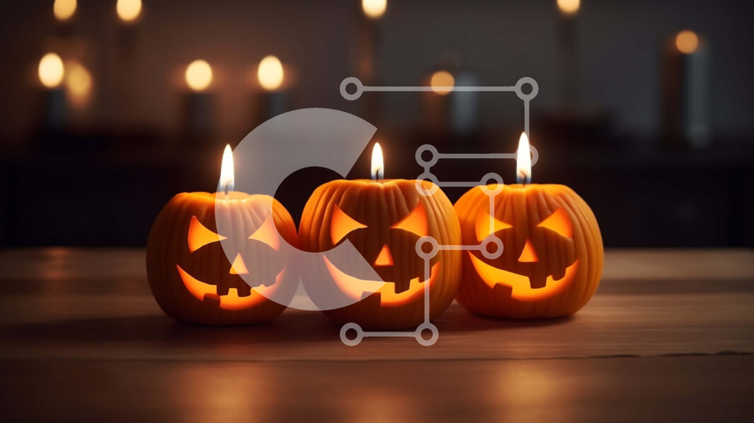 Intra Συλλεκτικό Ξύλινο Παζλ Plywood  4mm - Απόκριες κολοκύθες σε ένα ξύλινο τραπέζι Σε Ξύλινο Κουτί - Διαστάσεις Puzzle: 10x10 cm – 25 κομμάτια