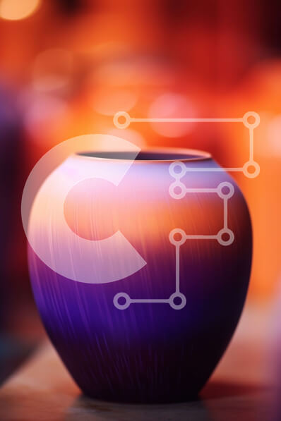 Intra Συλλεκτικό Ξύλινο Παζλ Plywood  4mm - Μωβ βάζο στο τραπέζι με πολύχρωμα βάζα Σε Ξύλινο Κουτί - Διαστάσεις Puzzle: 10x10 cm – 25 κομμάτια