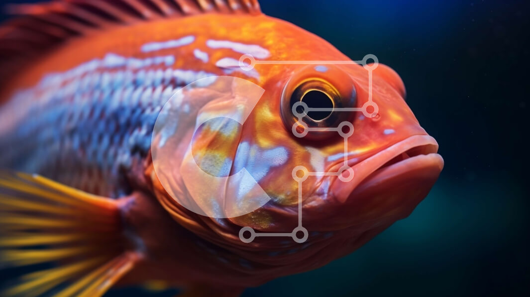 Σετ των 2 Intra Συλλεκτικό Ξύλινο Παζλ Plywood  4mm - Κοντινό πλάνο ενός λαμπερού πορτοκαλί ψαριού με λευκές κηλίδες Σε Ξύλινο Κουτί - Διαστάσεις: 10x10 cm – 25 κομμάτια