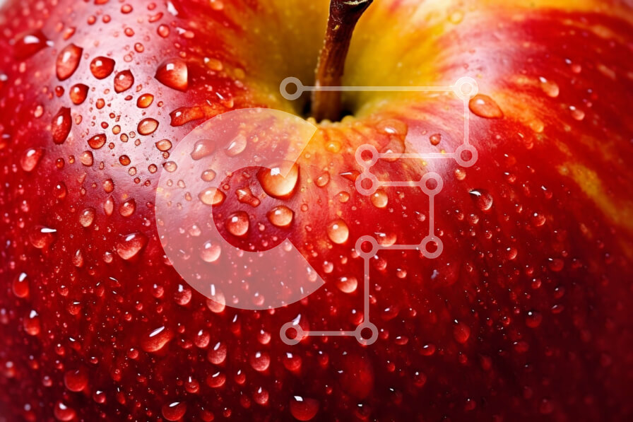 Σετ των 2 Intra Συλλεκτικό Ξύλινο Παζλ Plywood  4mm - Φρέσκο ​​και ζουμερό κόκκινο μήλο με σταγονίδια νερού Σε Ξύλινο Κουτί - Διαστάσεις: 10x10 cm – 25 κομμάτια