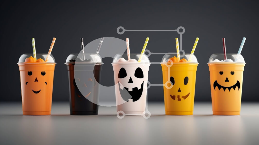 Intra Συλλεκτικό Ξύλινο Παζλ Plywood  4mm - Πλαστικά ποτήρια με καλαμάκια με θέμα το Halloween Σε Ξύλινο Κουτί - Διαστάσεις Puzzle: 10x10 cm – 25 κομμάτια