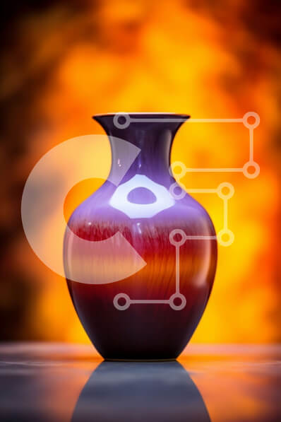 Intra Συλλεκτικό Ξύλινο Παζλ Plywood  4mm - Μωβ βάζο σε πορτοκαλί και κόκκινο φόντο Σε Ξύλινο Κουτί - Διαστάσεις: 10x10 cm – 25 κομμάτια