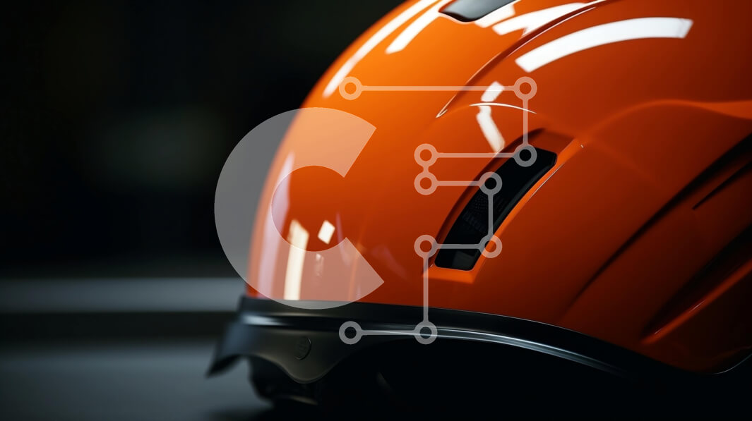 Intra Συλλεκτικό Ξύλινο Παζλ Plywood  4mm - Πορτοκαλί κράνος μοτοσικλέτας σε μαύρη επιφάνεια Σε Ξύλινο Κουτί - Διαστάσεις: 10x10 cm – 25 κομμάτια