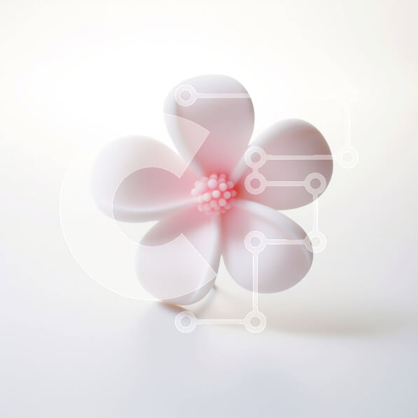 Intra Συλλεκτικό Ξύλινο Παζλ Plywood  4mm - Λευκό λουλούδι με ροζ πέταλα σε λευκό φόντο Σε Ξύλινο Κουτί - Διαστάσεις: 10x10 cm – 25 κομμάτια