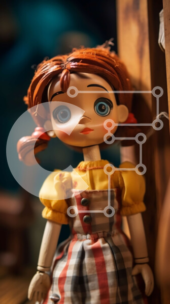 Intra Συλλεκτικό Ξύλινο Παζλ Plywood  4mm - Κοκκινομάλλα κούκλα με καρό φόρεμα Σε Ξύλινο Κουτί - Διαστάσεις Puzzle: 10x10 cm – 25 κομμάτια