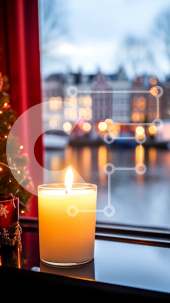 Intra Συλλεκτικό Ξύλινο Παζλ Plywood  4mm - Κερί και χριστουγεννιάτικο δέντρο στο περβάζι παραθύρου Σε Ξύλινο Κουτί - Διαστάσεις: 10x10 cm – 25 κομμάτια