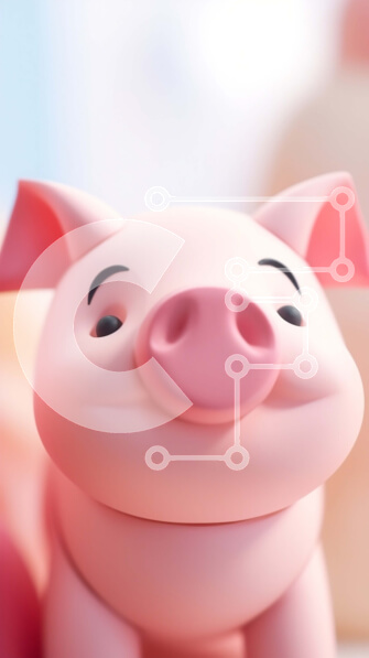 Intra Συλλεκτικό Ξύλινο Παζλ Plywood  4mm - Χαμογελώντας ροζ γουρούνι παιχνίδι στην κορυφή των αντικειμένων Σε Ξύλινο Κουτί - Διαστάσεις Puzzle: 10x10 cm – 25 κομμάτια