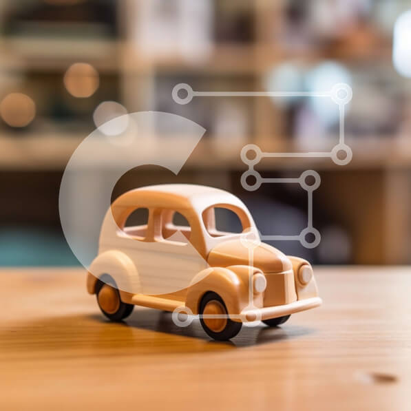 Intra Συλλεκτικό Ξύλινο Παζλ Plywood  4mm - Αυτοκίνητο παιχνίδι σε ένα ξύλινο τραπέζι Σε Ξύλινο Κουτί - Διαστάσεις: 10x10 cm – 25 κομμάτια