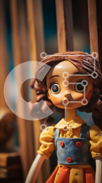 Intra Συλλεκτικό Ξύλινο Παζλ Plywood  4mm - Κούκλα με μακριά καστανά μαλλιά που φοράει κίτρινο και κόκκινο φόρεμα Σε Ξύλινο Κουτί - Διαστάσεις Puzzle: 10x10 cm – 25 κομμάτια