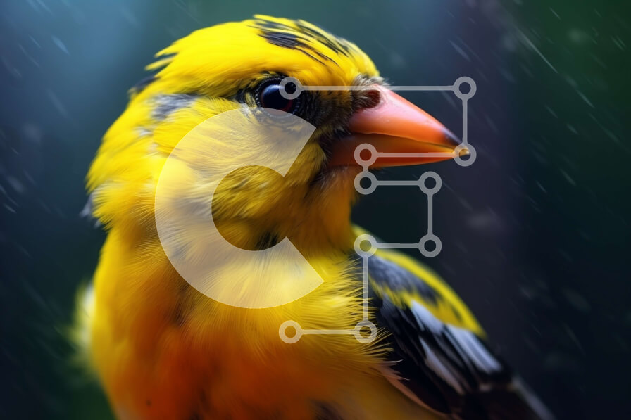 Σετ των 2 Intra Συλλεκτικό Ξύλινο Παζλ Plywood  4mm - Κίτρινο πουλί με ρίγες στο κεφάλι και το στήθος Σε Ξύλινο Κουτί - Διαστάσεις: 10x10 cm – 25 κομμάτια