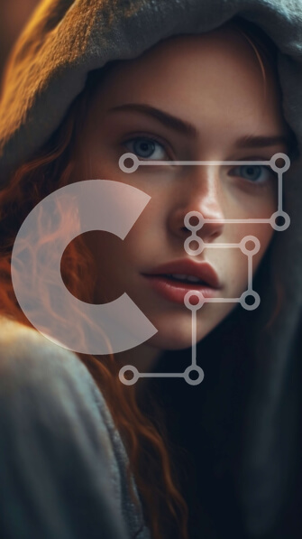 Intra Συλλεκτικό Ξύλινο Παζλ Plywood  4mm - Πορτρέτο μιας νεαρής γυναίκας με κόκκινα μαλλιά και μια σοβαρή έκφραση Σε Ξύλινο Κουτί - Διαστάσεις Puzzle: 10x10 cm – 25 κομμάτια