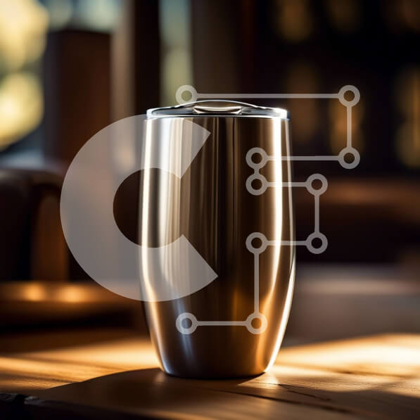 Intra Συλλεκτικό Ξύλινο Παζλ Plywood  4mm - Κομψό και μοντέρνο ποτήρι από ανοξείδωτο ατσάλι σε ξύλινο τραπέζι με θέα στον ορίζοντα της πόλης στο ηλιοβασίλεμα Σε Ξύλινο Κουτί - Διαστάσεις: 10x10 cm – 25 κομμάτια