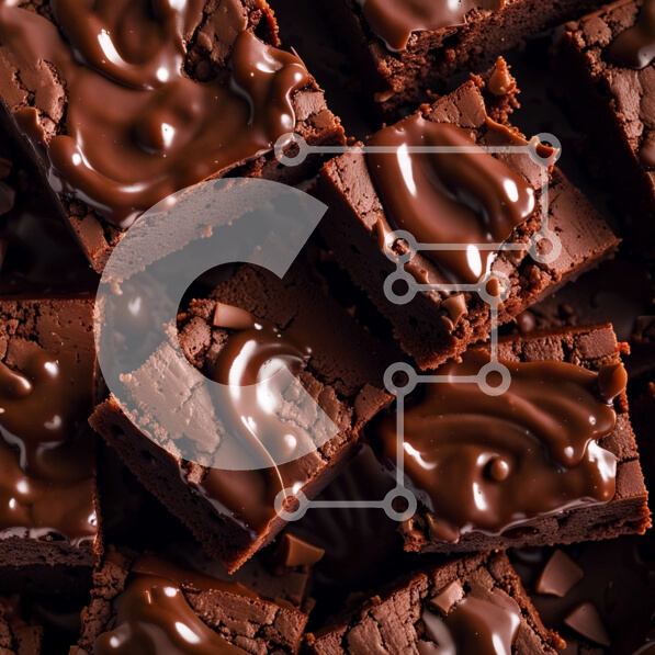 Σετ των 2 Intra Συλλεκτικό Ξύλινο Παζλ Plywood  4mm - Κοντινό πλάνο φρεσκοψημένο μπράουνις σοκολάτας με σάλτσα που στάζει Σε Ξύλινο Κουτί - Διαστάσεις: 10x10 cm – 25 κομμάτια