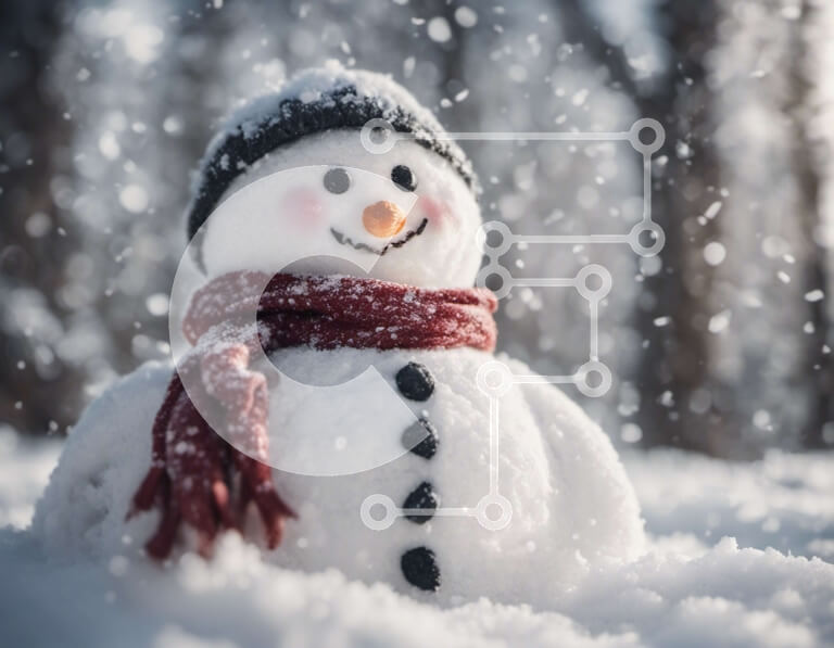 Intra Συλλεκτικό Ξύλινο Παζλ Plywood  4mm - Εορταστικός χιονάνθρωπος στο χιόνι Σε Ξύλινο Κουτί - Διαστάσεις Puzzle: 10x10 cm – 25 κομμάτια