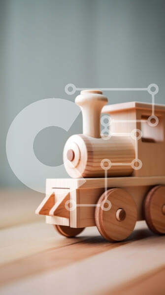 Intra Συλλεκτικό Ξύλινο Παζλ Plywood  4mm - Αξιολάτρευτο ξύλινο τρένο παιχνιδιών σε ρουστίκ ξύλινο τραπέζι Σε Ξύλινο Κουτί - Διαστάσεις: 10x10 cm – 25 κομμάτια