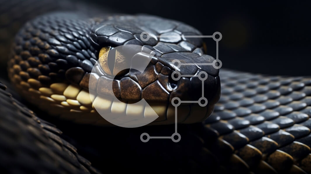 Σετ των 2 Intra Συλλεκτικό Ξύλινο Παζλ Plywood  4mm - Κοντινό πλάνο ενός φιδιού που ξεκουράζεται Σε Ξύλινο Κουτί - Διαστάσεις: 10x10 cm – 25 κομμάτια