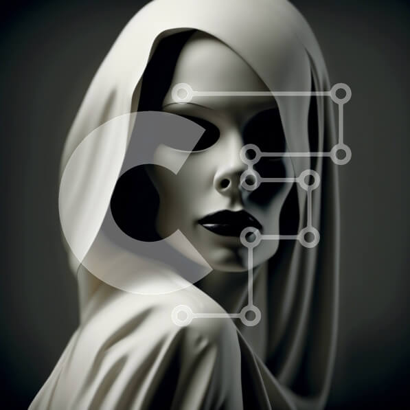 Σετ των 2 Intra Συλλεκτικό Ξύλινο Παζλ Plywood  4mm - Εκπληκτική εικόνα γυναίκας με λευκή ρόμπα με μαύρο μακιγιάζ Σε Ξύλινο Κουτί - Διαστάσεις: 10x10 cm – 25 κομμάτια