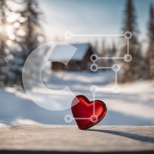 Intra Συλλεκτικό Ξύλινο Παζλ Plywood  4mm - Κόκκινη καρδιά σε ξύλινη επιφάνεια σε χιονισμένο τοπίο Σε Ξύλινο Κουτί - Διαστάσεις: 10x10 cm – 25 κομμάτια