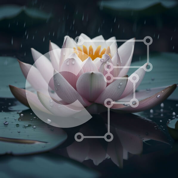 Intra Συλλεκτικό Ξύλινο Παζλ Plywood  4mm - Όμορφη εικόνα ενός λευκού λουλουδιού λωτού με σταγονίδια νερού Σε Ξύλινο Κουτί - Διαστάσεις: 10x10 cm – 25 κομμάτια