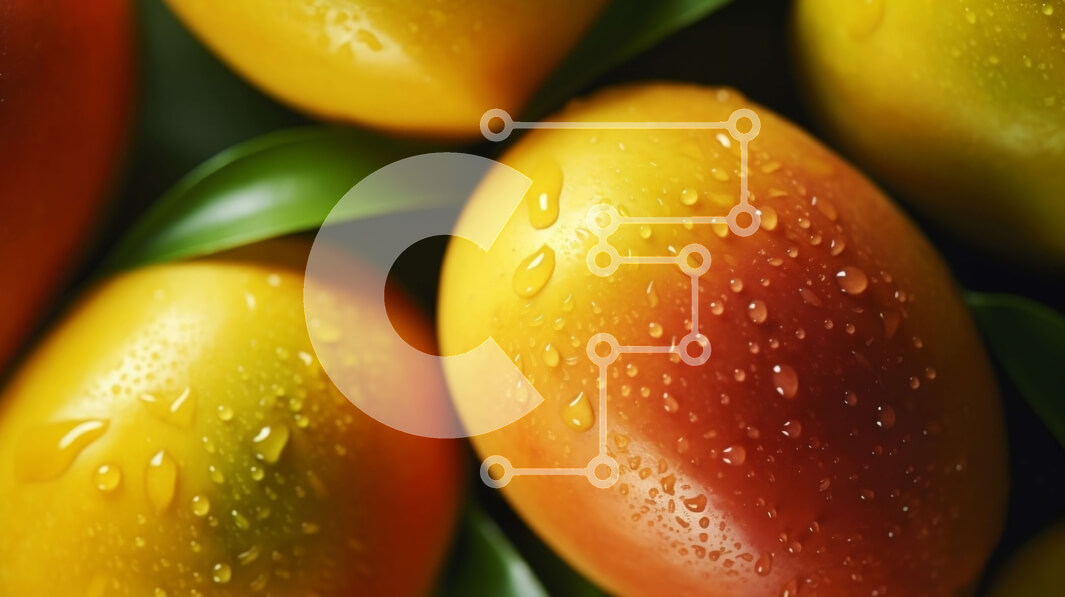 Σετ των 2 Intra Συλλεκτικό Ξύλινο Παζλ Plywood  4mm - Ώριμα μάνγκο με σταγονίδια νερού Σε Ξύλινο Κουτί - Διαστάσεις: 10x10 cm – 25 κομμάτια