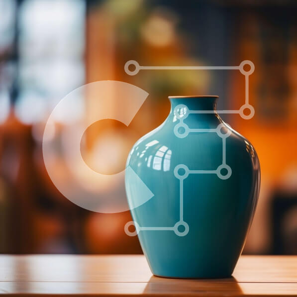 Intra Συλλεκτικό Ξύλινο Παζλ Plywood  4mm - Μπλε βάζο σε ξύλινο τραπέζι Σε Ξύλινο Κουτί - Διαστάσεις Puzzle: 10x10 cm – 25 κομμάτια