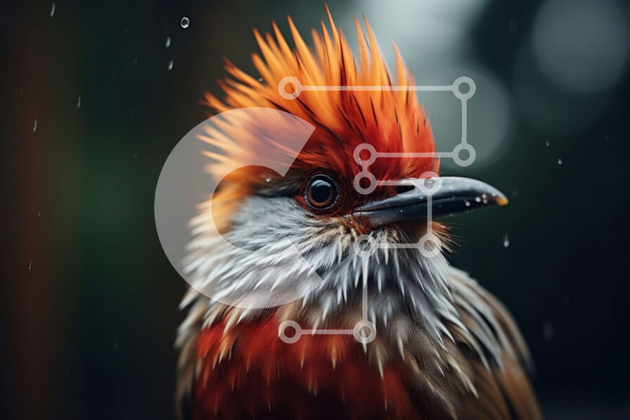 Intra Συλλεκτικό Ξύλινο Παζλ Plywood  4mm - Πουλί με Mohawk που στέκεται στη βροχή Σε Ξύλινο Κουτί - Διαστάσεις: 10x10 cm – 25 κομμάτια