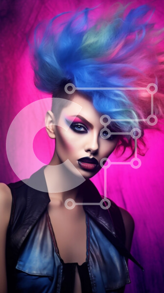 Intra Συλλεκτικό Ξύλινο Παζλ Plywood  4mm - Κομψή γυναίκα με έντονα χρωματισμένα μαλλιά και μακιγιάζ Σε Ξύλινο Κουτί - Διαστάσεις Puzzle: 10x10 cm – 25 κομμάτια