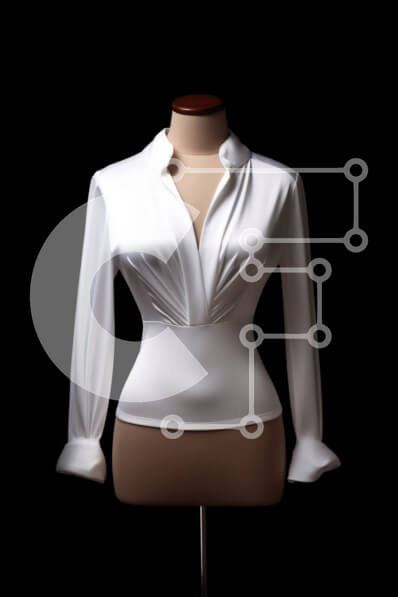 Intra Συλλεκτικό Ξύλινο Παζλ Plywood  4mm - Κομψή λευκή μπλούζα με ψηλό γιακά και μακριά μανίκια Σε Ξύλινο Κουτί - Διαστάσεις Puzzle: 10x10 cm – 25 κομμάτια