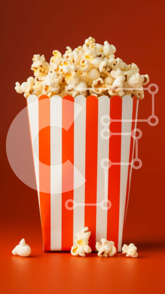 Intra Συλλεκτικό Ξύλινο Παζλ Plywood  4mm - Κόκκινο και άσπρο ριγέ κουτί ποπ κορν γεμάτο με πυρήνες ποπ κορν Σε Ξύλινο Κουτί - Διαστάσεις: 10x10 cm – 25 κομμάτια