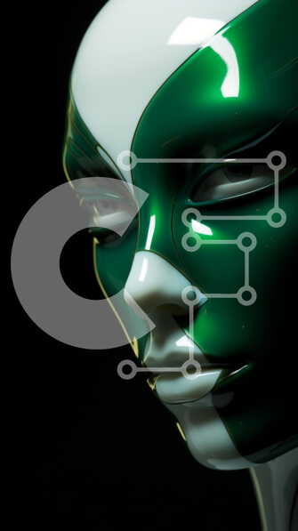 Intra Συλλεκτικό Ξύλινο Παζλ Plywood  4mm - Πράσινο και λευκό μανεκέν προσώπου με μαύρο κοστούμι Σε Ξύλινο Κουτί - Διαστάσεις Puzzle: 10x10 cm – 25 κομμάτια