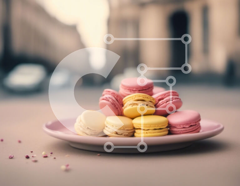 Σετ των 2 Intra Συλλεκτικό Ξύλινο Παζλ Plywood  4mm - Πολύχρωμα αμυγδαλωτά σε ένα ροζ πιάτο Σε Ξύλινο Κουτί - Διαστάσεις: 10x10 cm – 25 κομμάτια