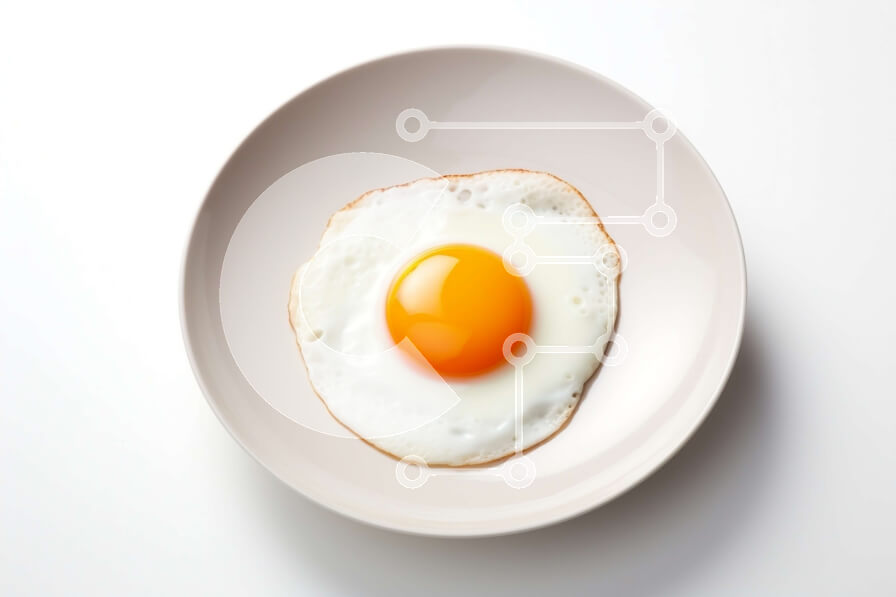 Σετ των 2 Intra Συλλεκτικό Ξύλινο Παζλ Plywood  4mm - Τηγανητό αυγό σε λευκό μπολ Σε Ξύλινο Κουτί - Διαστάσεις: 10x10 cm – 25 κομμάτια