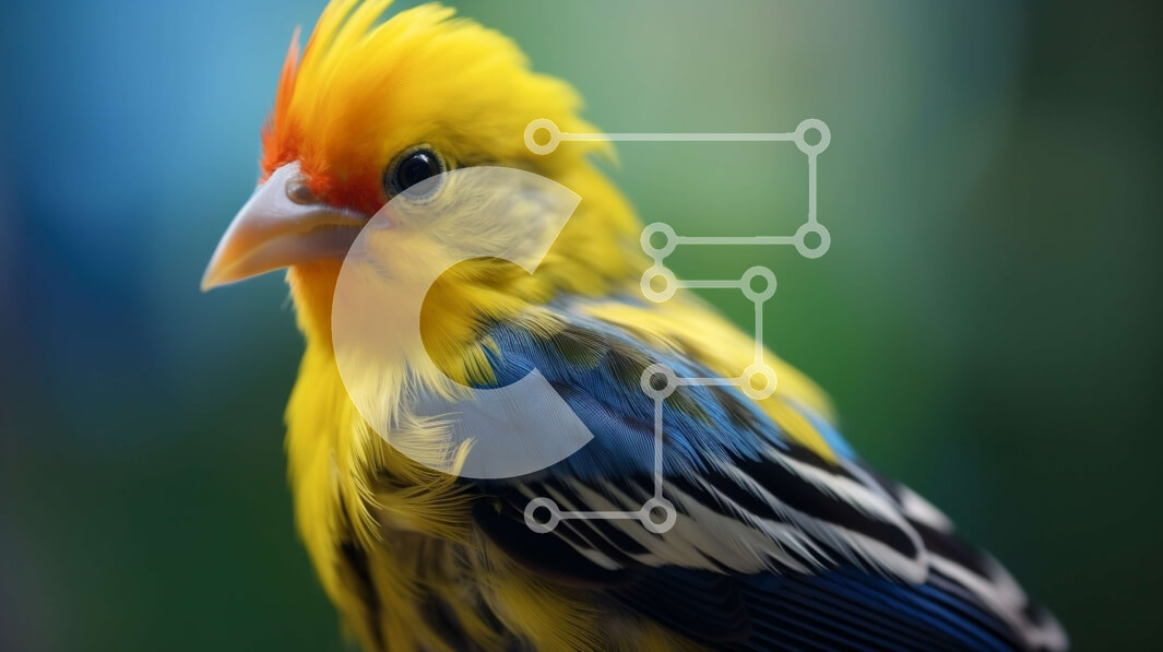 Σετ των 2 Intra Συλλεκτικό Ξύλινο Παζλ Plywood  4mm - Πολύχρωμο πουλί με κίτρινα φτερά και κόκκινο ράμφος Σε Ξύλινο Κουτί - Διαστάσεις: 10x10 cm – 25 κομμάτια