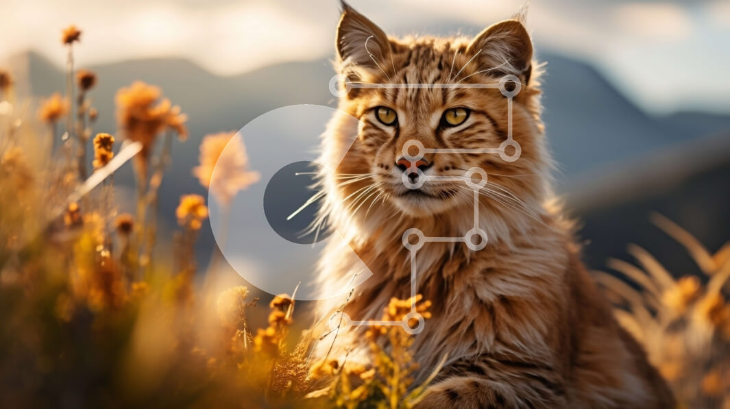 Intra Συλλεκτικό Ξύλινο Παζλ Plywood  4mm - Λυγξ σε ένα χωράφι με ψηλό γρασίδι και λουλούδια Σε Ξύλινο Κουτί - Διαστάσεις: 10x10 cm – 25 κομμάτια